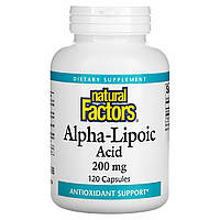 Альфа-ліпоєва кислота, 200 мг, Alpha-Lipoic Acid, Natural Factors, 120 капсул