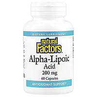Альфа-ліпоєва кислота, 200 мг, Alpha-Lipoic Acid, Natural Factors, 60 капсул