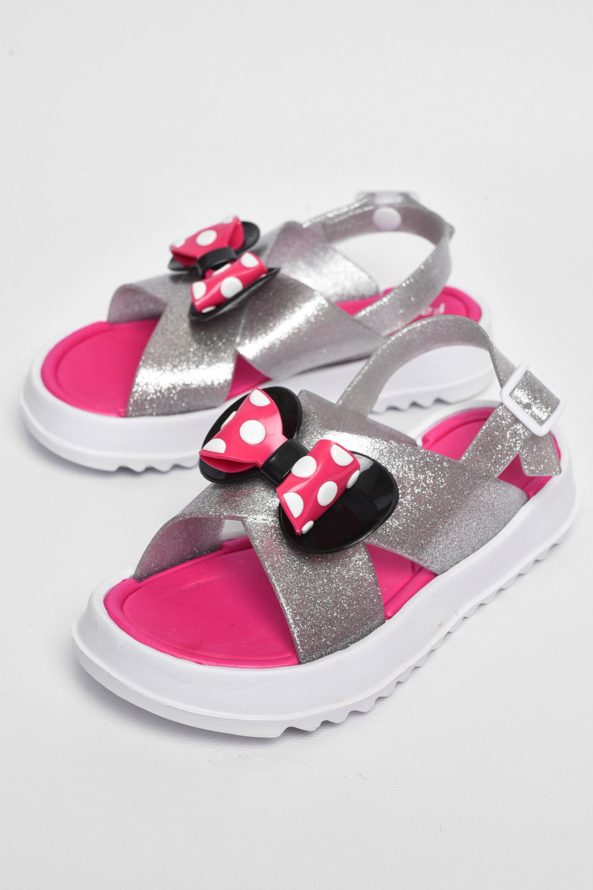 Босоніжки дитячі для дівчинки рожево-сірого кольору 182207M, фото 1