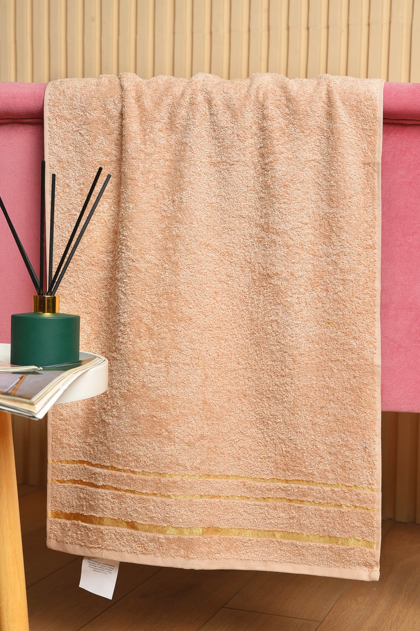 Рушник для обличчя махровий бежевого кольору 181808P, фото 1