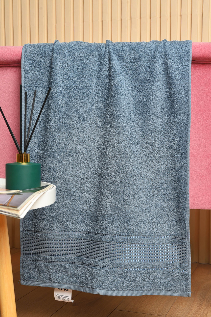 Рушник для обличчя махровий темно-блакитного кольору 181810P, фото 1