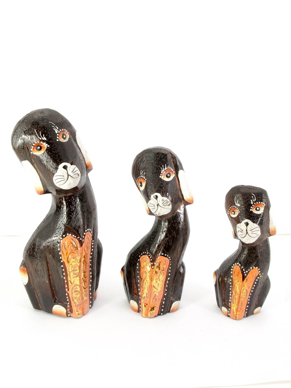 Статуетки Собаки дерево, набір 3 шт., фото 1