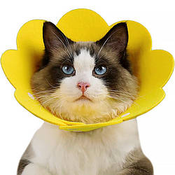 М'який комір-подушка для кішок DT-1063 Flower післяопераційний захисний від вилизування L Yellow