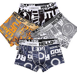 Набір чоловічих трусів боксерів PA-3187 з принтом Black/Orange/Gray/Sapphire Blue bp 4 шт M