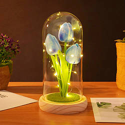 Тюльпани в колбі KY-5995 з LED підсвічуванням світлодіодний нічник Blue