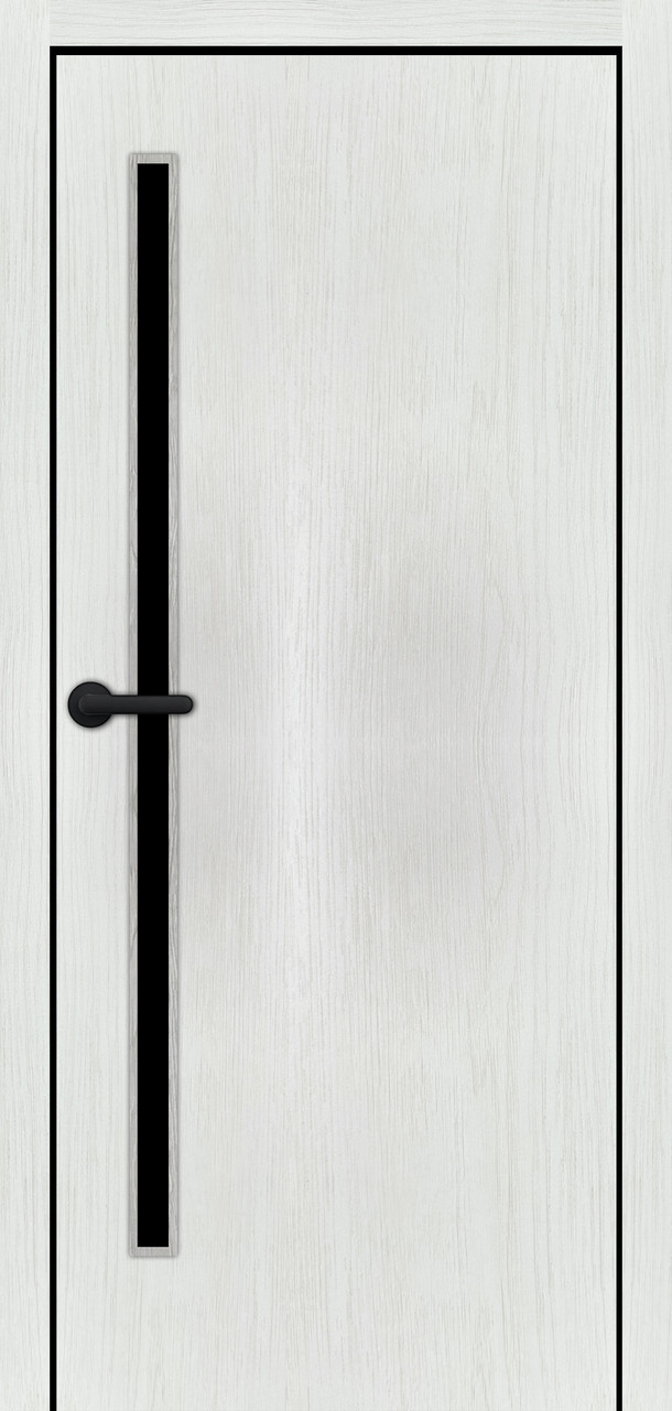 Двері міжкімнатні Portalino PL-ECO-21 Санома біла ЕКО (з чорним склом), фото 1
