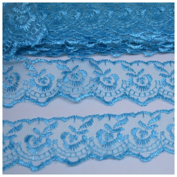 Мереживо "Яблучко"-4,5 см, колір-блакитний, метр, Блакитний, фото 1