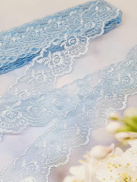Мереживо "Яблучко"-4,5 см, колір-світло-блакитний, метр, Світло-голубий, фото 1