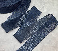 Мереживо 38 мм (зворотня сторона органза), колір-темно-синій, метр, Темно-синій