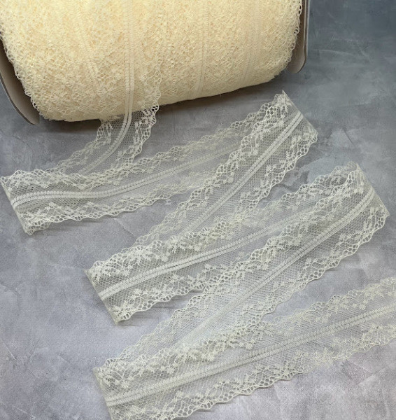 Мереживо 4 см Адель, колір -кремовий, метр, Кремовий, фото 1