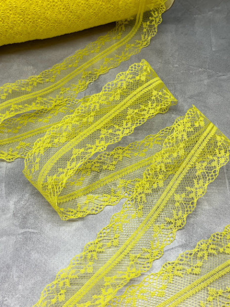 Мереживо Адель 4 см, колір жовтий, метр, Жовтий, фото 1