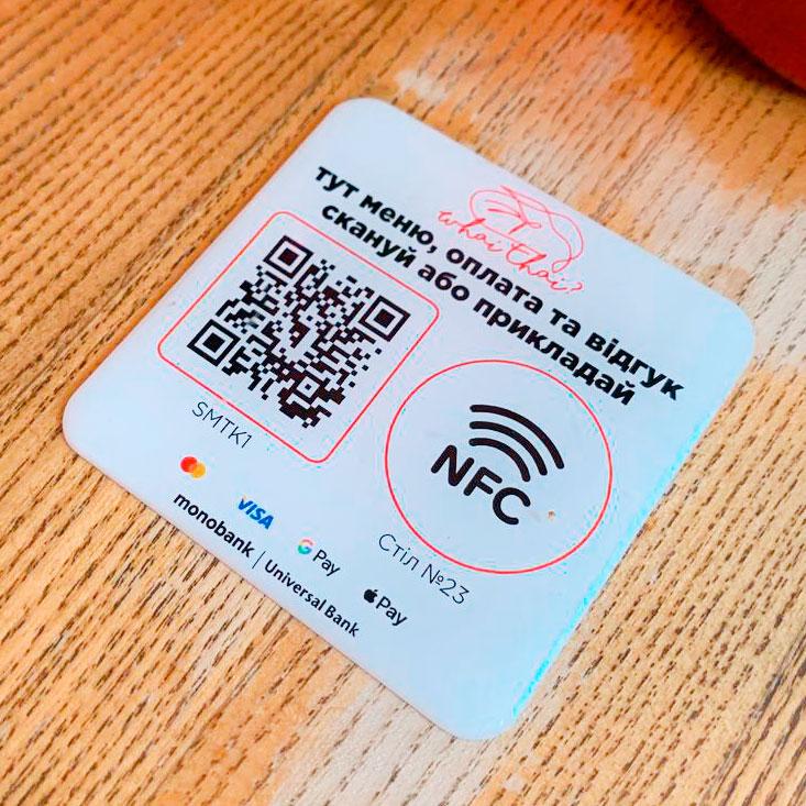Об'ємна наліпка з NFC міткою квадратна 70x70 мм, Комплект із 5 шт. ACRY