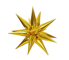 Фольгована куля зірка колючка (їжачок), "Золото", (12 променів)