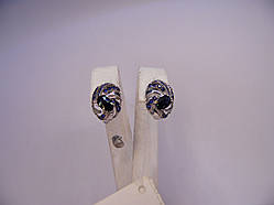 Золоті жіночі сережки з діамантами та сапфіром, вага 3,75 г.