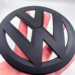 Емблема передня VW (Фольцваген) 140 мм GOLF 6 - Матовий Чорний, фото 3