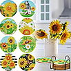 Алмазна мозаїка набір 8 шт, підставка під чашку своїми руками «Соняшники», фото 3
