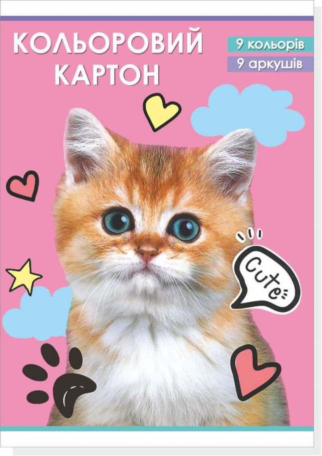 Набір кольорового картону 9 кол А4 Руслан 9 арк односторонній