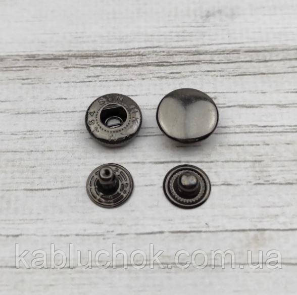Кнопка альфа 15 мм (від 10штук) черн. нікель ніжка 5мм, фото 1