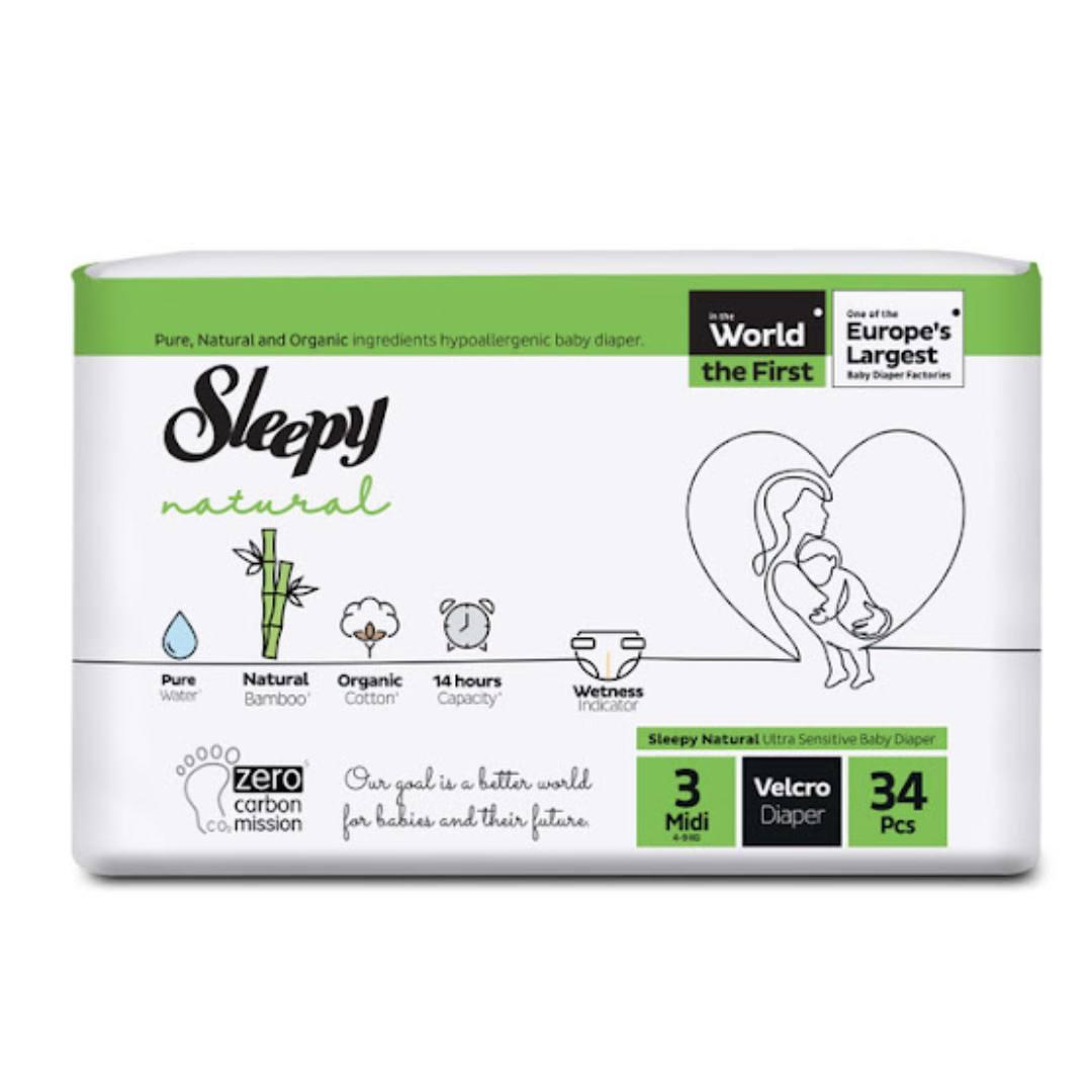 Підгузки дитячі Sleepy Natural Diaper Midi 3 (4-9 кг) 34 шт