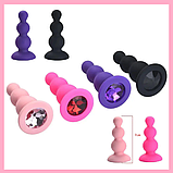 Чорна анальна пробка з каменем, корок для аналога силіконова, Анальний стимулятор піраміда, інтимні іграшки, фото 2