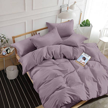 Однотонний Страйп-сатин смужка 240 см у рулоні (60 м), натуральна тканина 100% бавовна для постільної білизни бузкова, фото 1