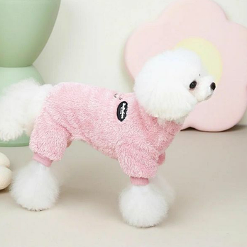 Одяг для собак, плюшевий комбінезон для собак 2XL рожевий, груди 52 см, спина 40 см, шия 35 см