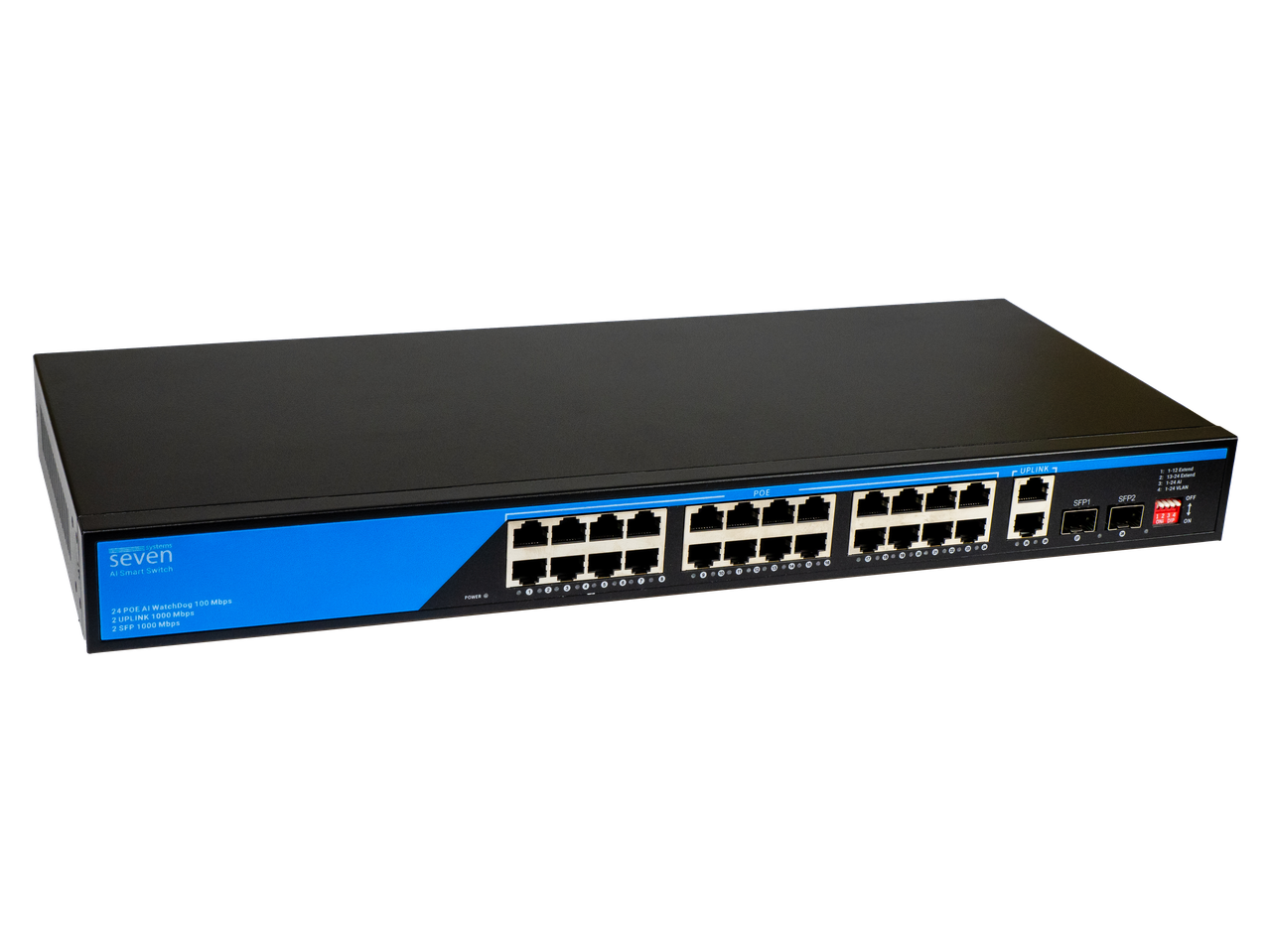 PoE комутатор (switch) 24 порти SEVEN P-73224G-2SFP