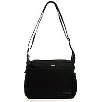 Сумка чоловіча тканинна через плече чорна текстильна під документи А4 з двома кишенями на блискавці Lanpad 8620, фото 2