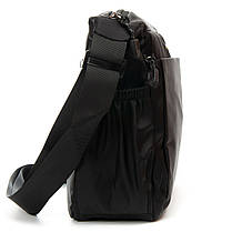 Сумка чоловіча тканинна через плече чорна текстильна під документи А4 з двома кишенями на блискавці Lanpad 8620, фото 3