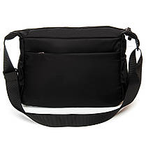 Сумка чоловіча тканинна через плече чорна текстильна під документи А4 з двома кишенями на блискавці Lanpad 8620, фото 4