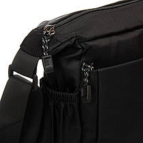 Сумка чоловіча тканинна через плече чорна текстильна під документи А4 з двома кишенями на блискавці Lanpad 8620, фото 5