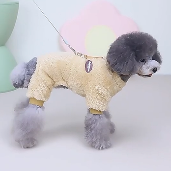 Одяг для собак, плюшевий комбінезон для собак L бежевий, груди 42 см, спина 30 см, шия 29 см