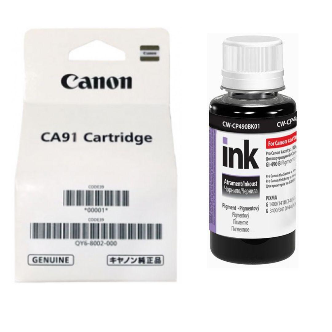 Друкуюча голівка Canon Pixma QY6-8002 Black G1400/G2400/G3400 + Чорнило ColorWay Canon CW-CP490 Bk01