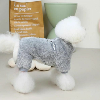 Одяг для собак, плюшевий комбінезон для собак L сірий, груди 42 см, спина 30 см, шия 29 см