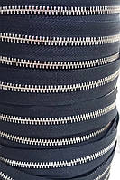 Блискавка YKK тип 5 чорна, рулонна металева, нікель