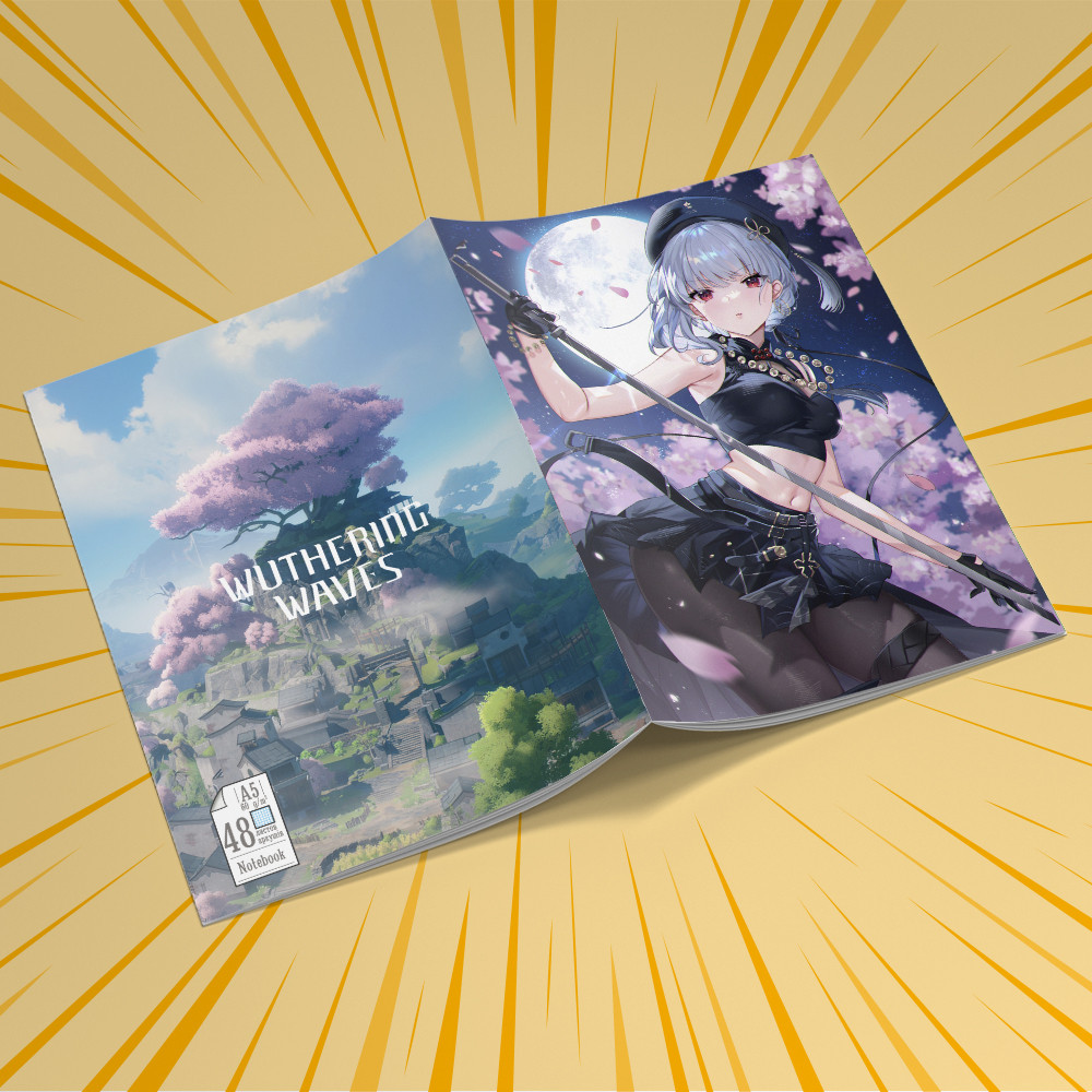 Зошит А5 48 арк. на скобі у клітинку 60 гр.м² Wuthering Waves 009