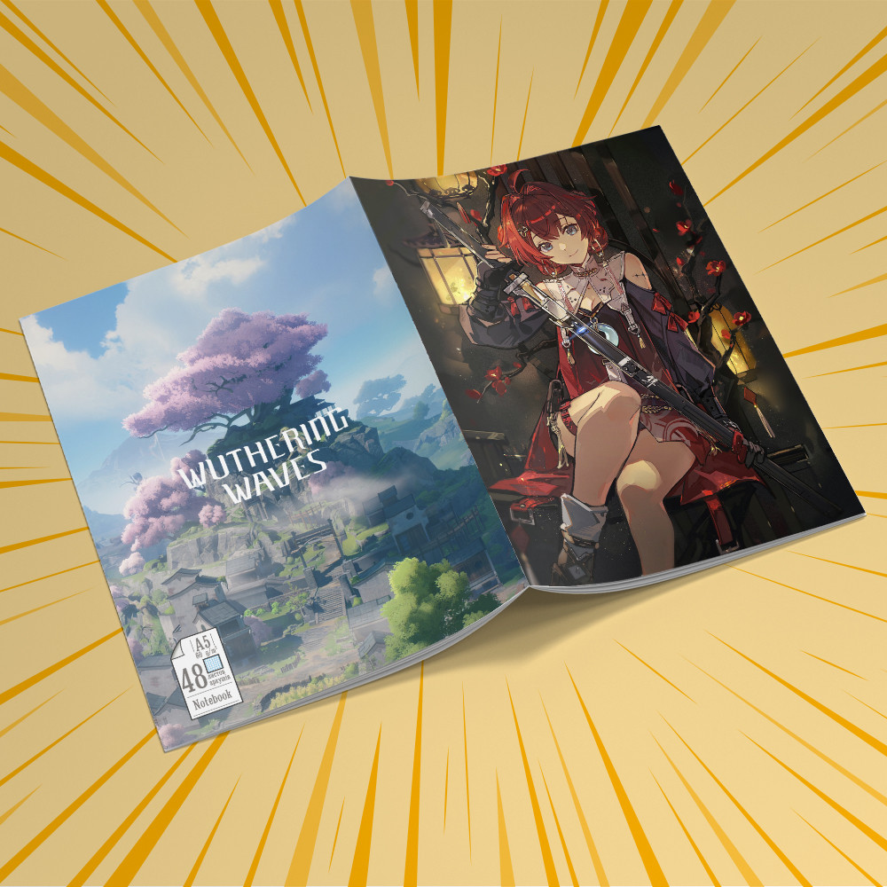 Зошит А5 48 арк. на скобі у клітинку 60 гр.м² Wuthering Waves 010