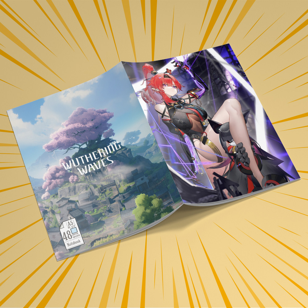 Зошит А5 48 арк. на скобі у клітинку 60 гр.м² Wuthering Waves 012