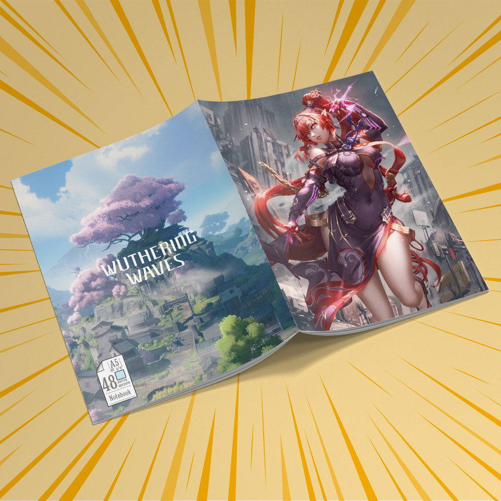 Зошит А5 48 арк. на скобі у клітинку 60 гр.м² Wuthering Waves 019
