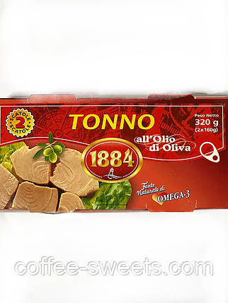 Тунець в оливковій олії TONNO 1884 цілісними шматочками 160 г Італія, фото 3