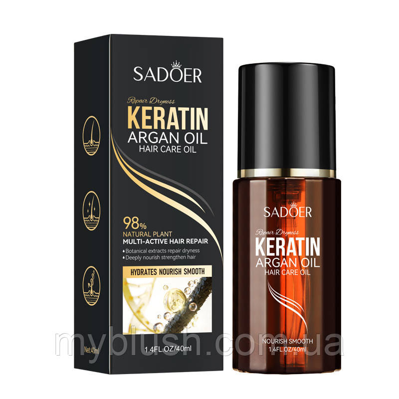 Олія для волосся Sadoer Keratin Argan Oil Hair Care Oil 40 ml