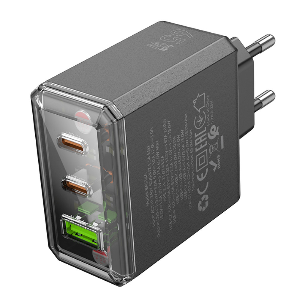 Мережевий адаптер Borofone BAS34A Treasure PD65W (Чорний)