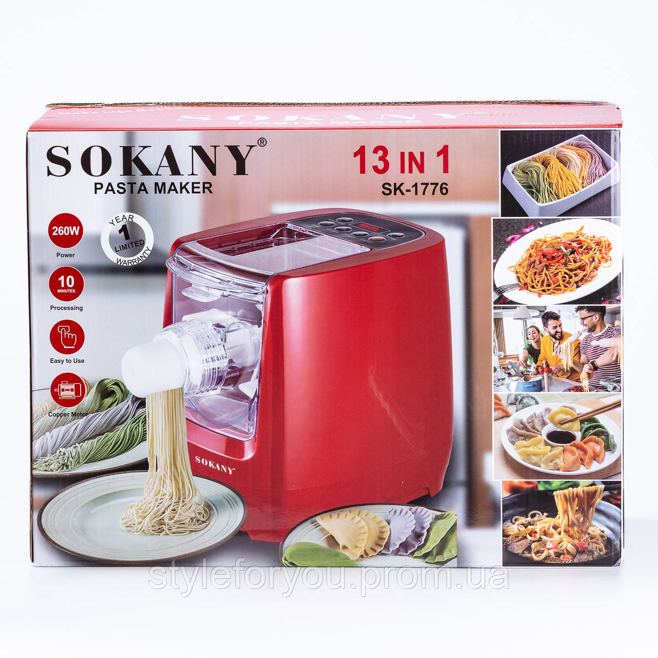 Лапшерезка Паста-машина электрическая Sokany Noodle Maker 260 Вт ...