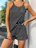 Жіночий костюм синього кольору шорти на гумці з кишенями та майка на бретельках, фото 10