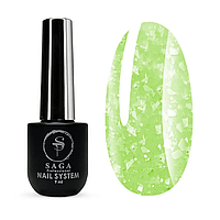 SAGA Base Leaf №11 лимонно-салатова з срібною поталлю, 9 мл
