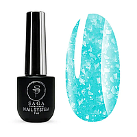 SAGA Base Leaf №12 небесно-блакитна з срібною поталлю, 9 мл