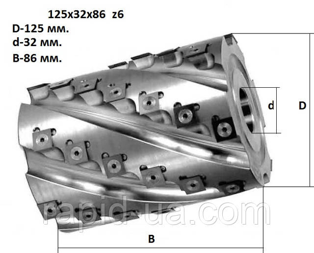ФРЕЗА ЦИЛІНДРИЧНА ЗБІРНА З ГВИНТОВИМ РОЗТАШУВАННЯМ ТВЕРДОСПЛАВНИХ НОЖІВ