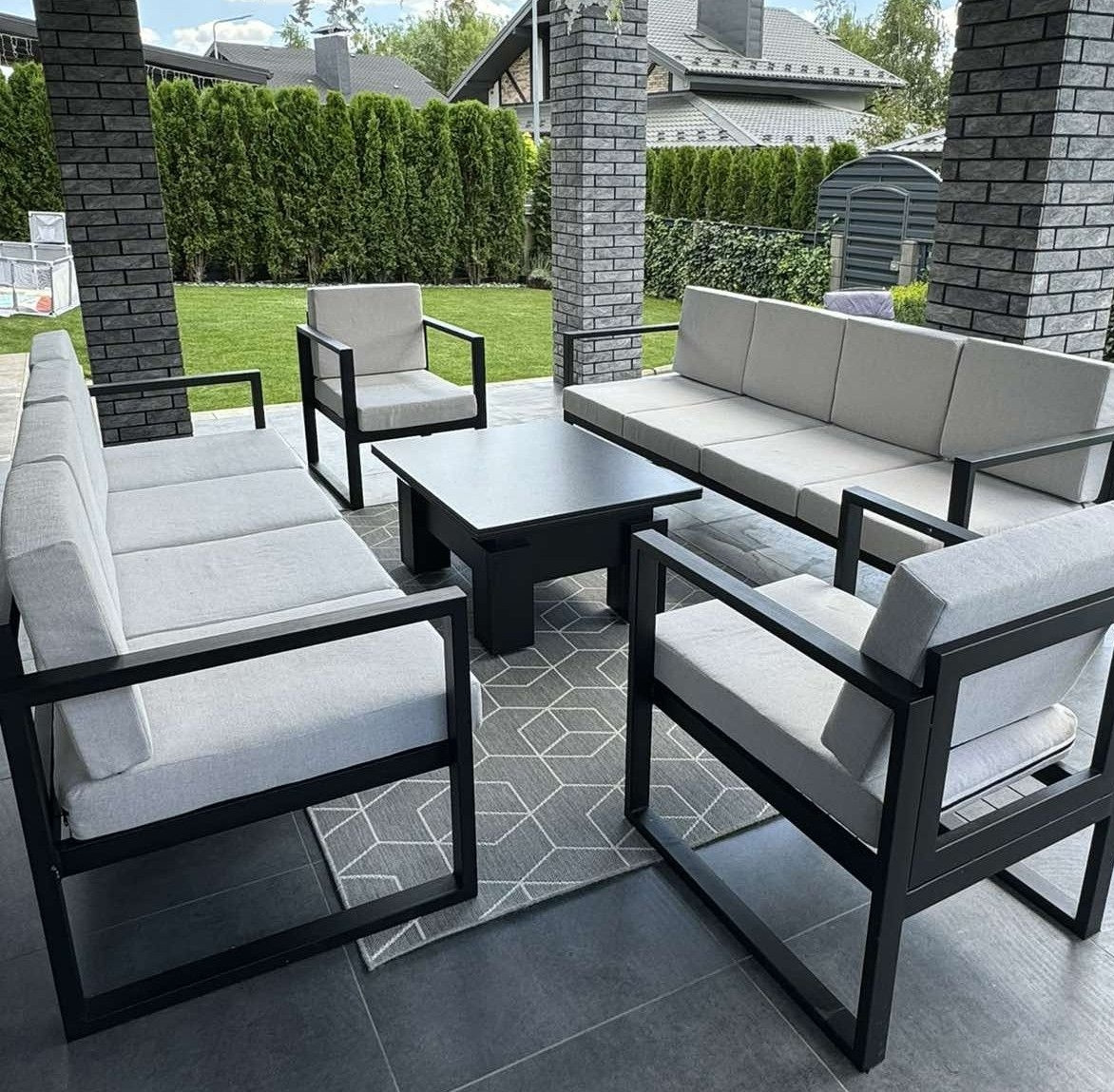 Диван садовий ЛОФТ KYB + м'які, водонепроникні, комфортні, з чохлами для дому, дачі на тера, фото 1