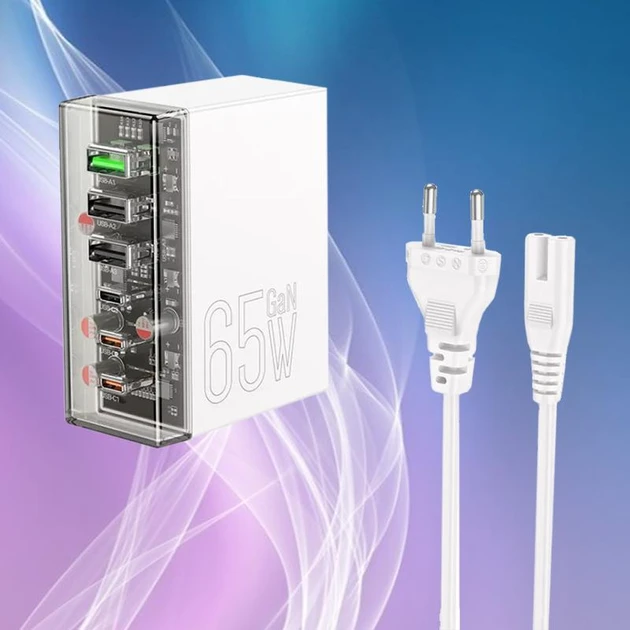 Мережевий адаптер Hoco N36 Fuerza six-port (3C3A) PD65W (Білий)