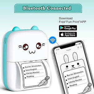 Дитячий мініпринтер Bluetooth принтер із 6 рулонами паперу, безчернільний друк із застосунком iOS Android, фото 3